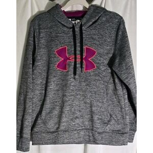 UNDER ARMOUR Womens Loose L Gray Pink Pullover‎ Hoodie